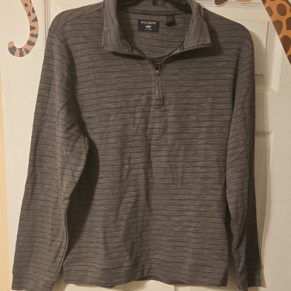 Dockers Men's Heathered Gray Half-Zip Sweater